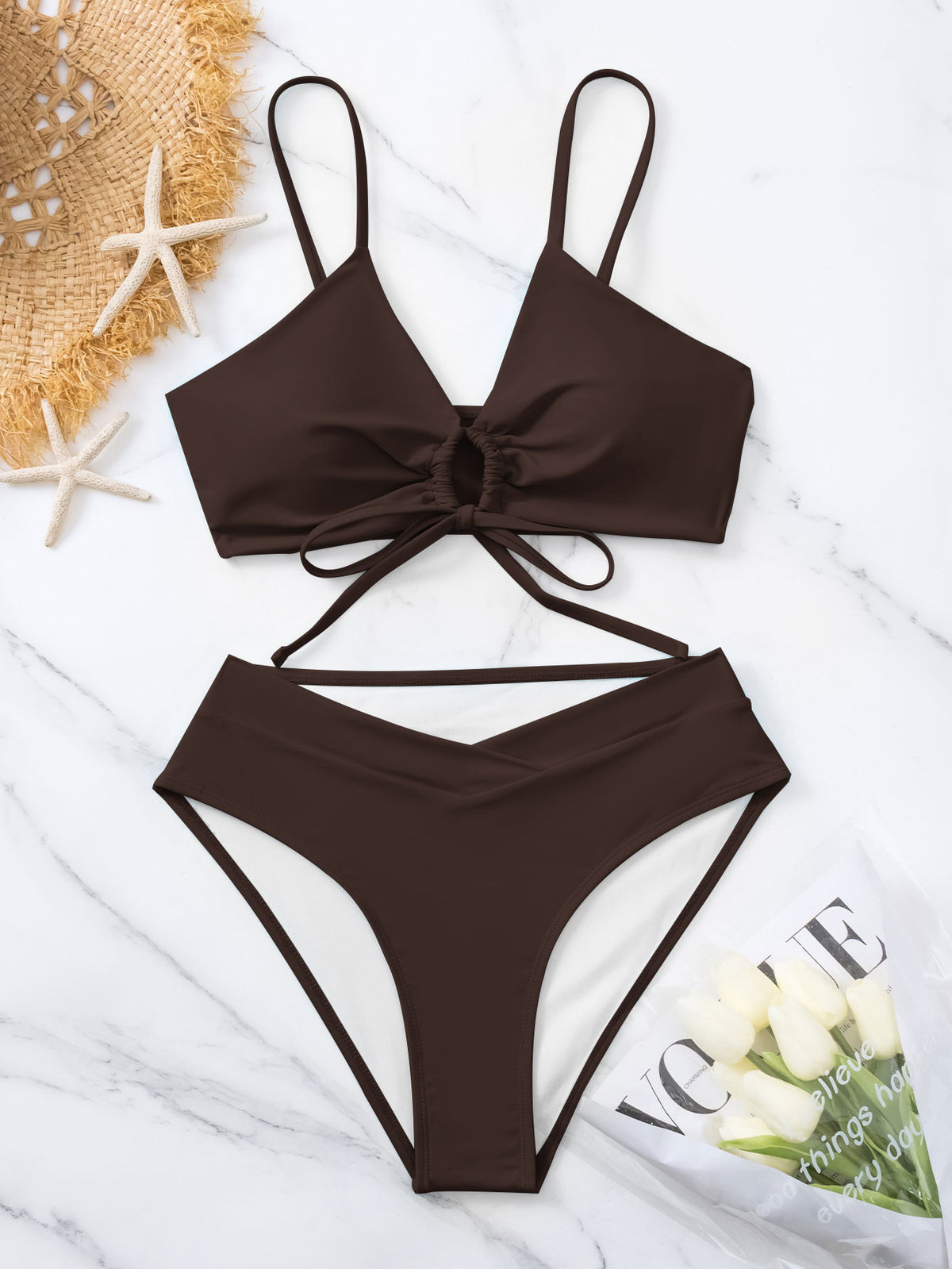 Solid Color Bikini Set