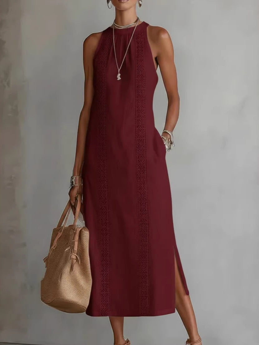 Halter Neck Lace Sleeveless Dress