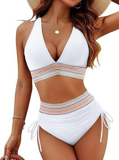 Womens Backless Deep V Bikini Swimsuit
