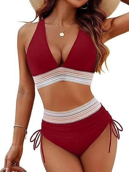 Womens Backless Deep V Bikini Swimsuit