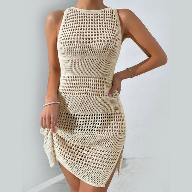 Hollow Knit Beach Bikini Dress