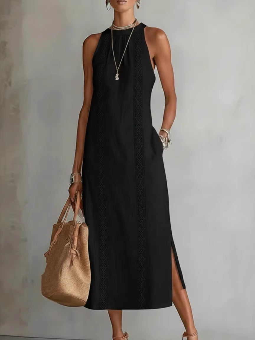 Halter Neck Lace Sleeveless Dress