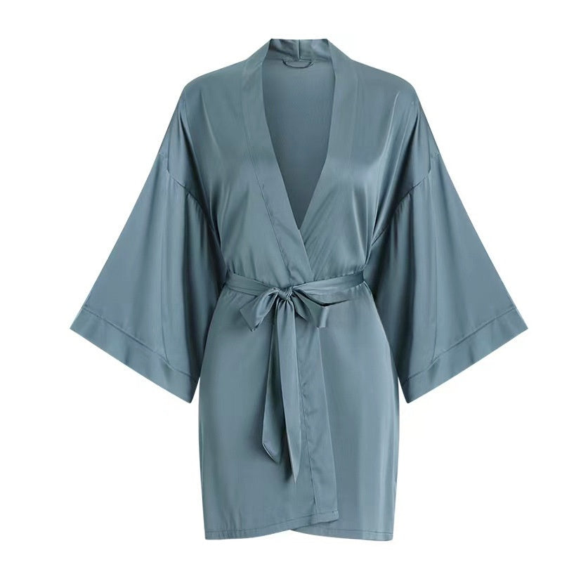 Womens Ice Silk Bathrobe