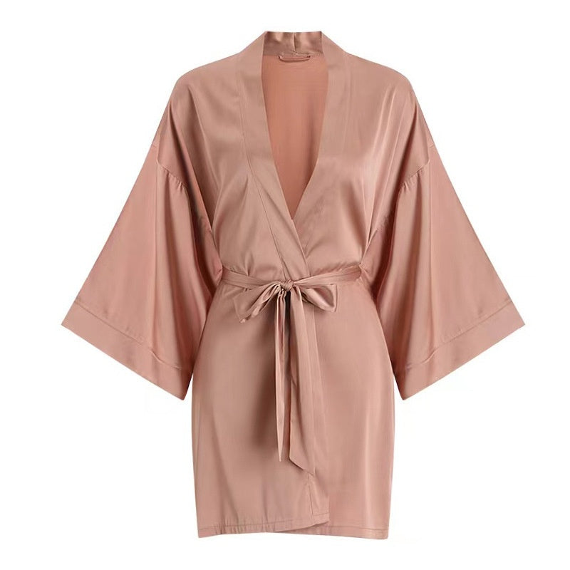 Womens Ice Silk Bathrobe