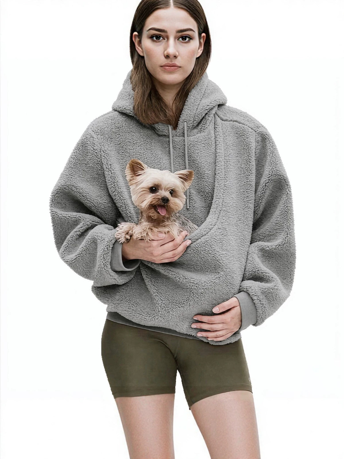 SnugglePaws Emotional Support Hoodie in thick lamb wool, pullover style with large front pockets