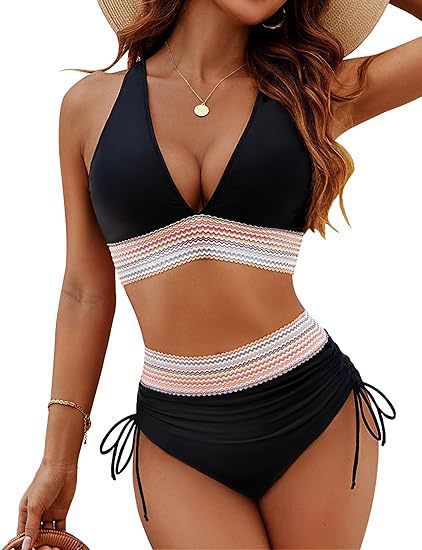 Womens Backless Deep V Bikini Swimsuit