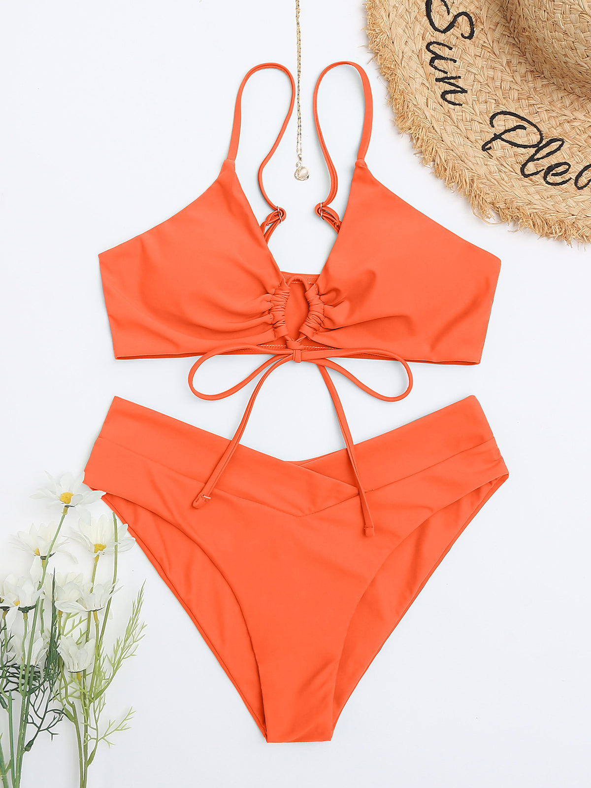 Solid Color Bikini Set