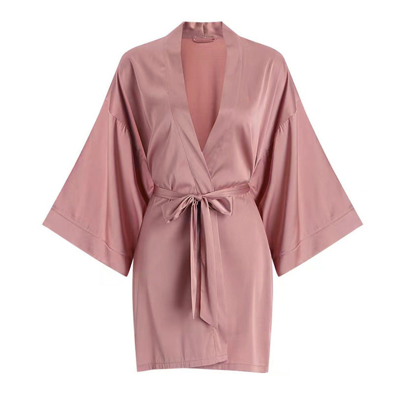Womens Ice Silk Bathrobe