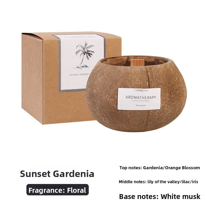 Wooden Coconut Shell Scented Candle Gift Set