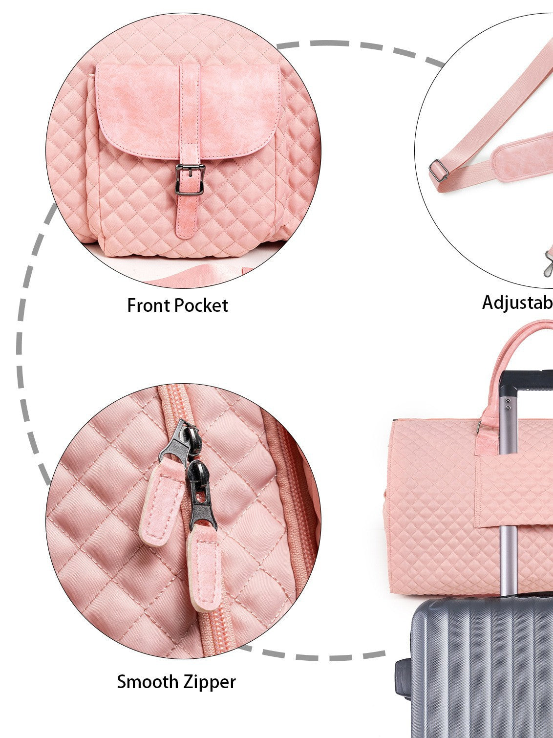 Quilted Pull Rod Travel Bag