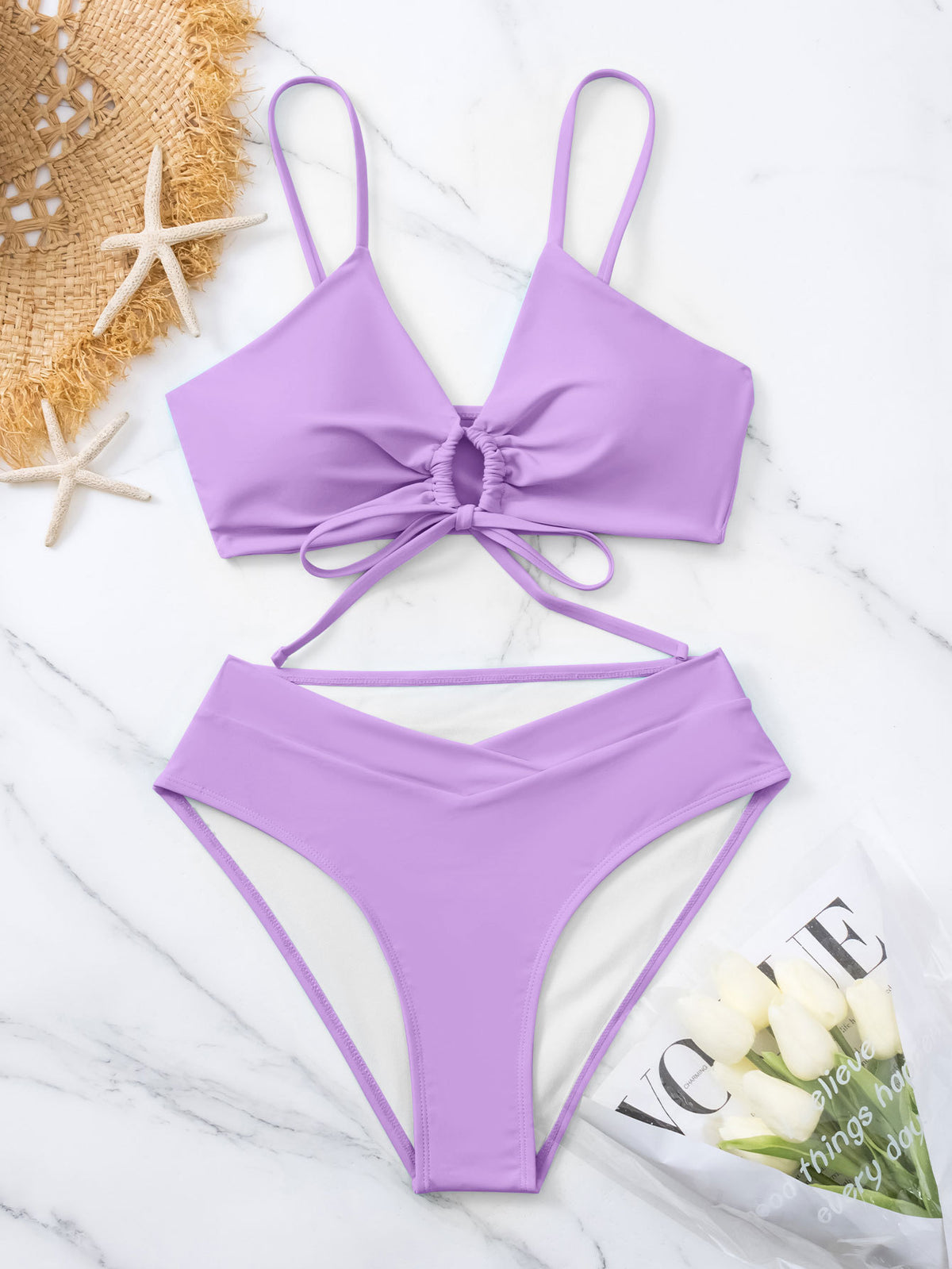 Solid Color Bikini Set