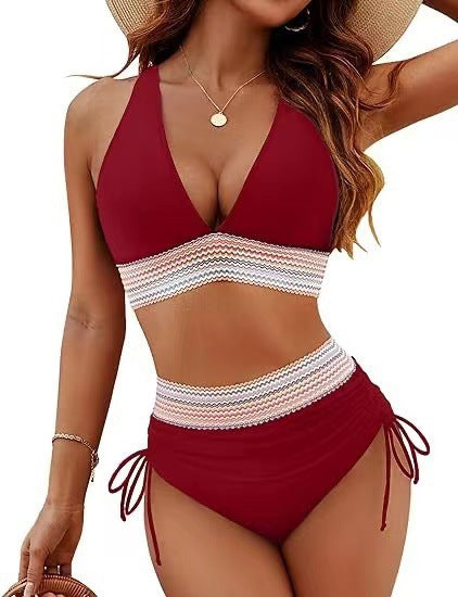 Womens Backless Deep V Bikini Swimsuit