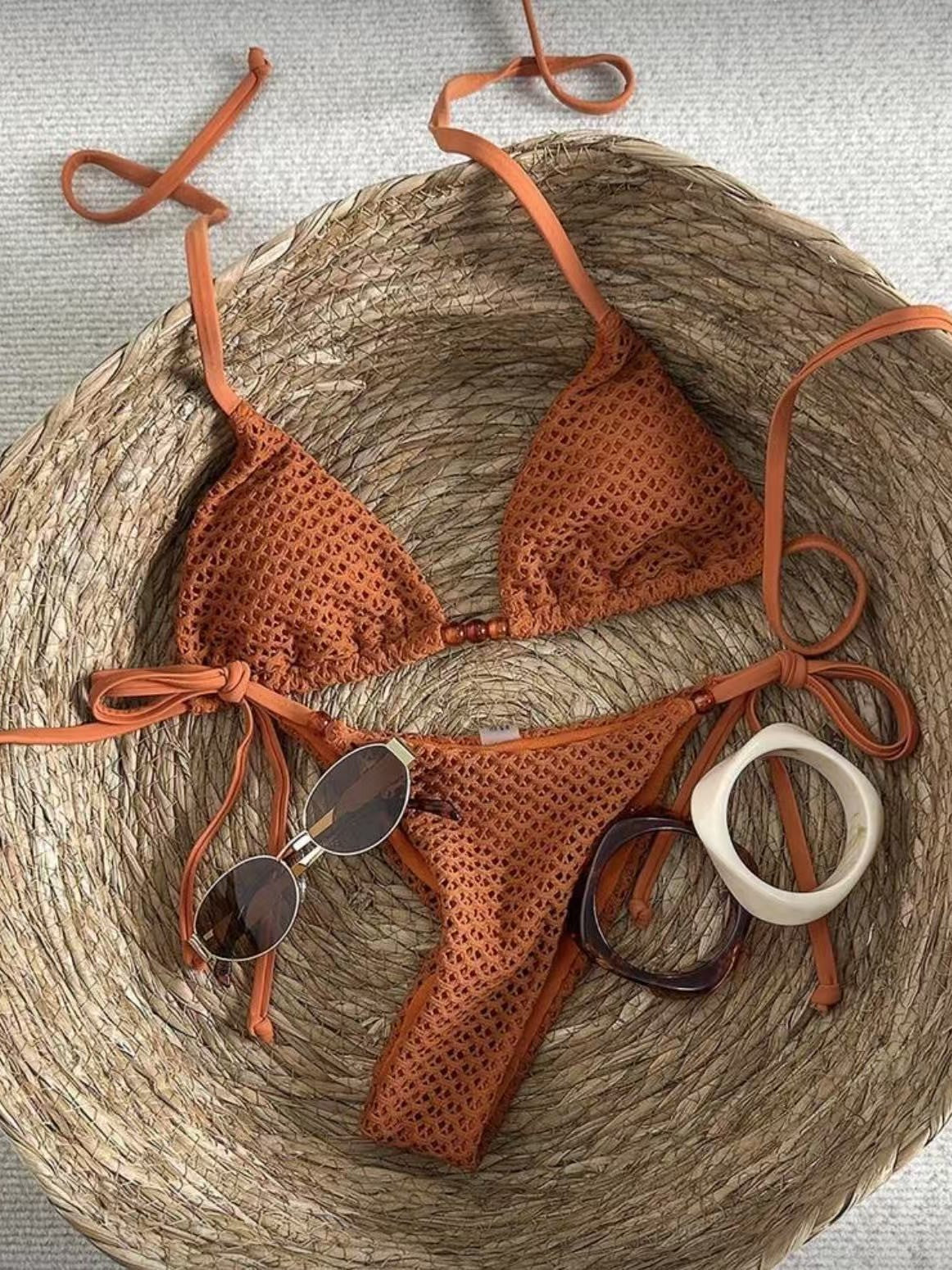 Padded Halter Tie Bikini Set