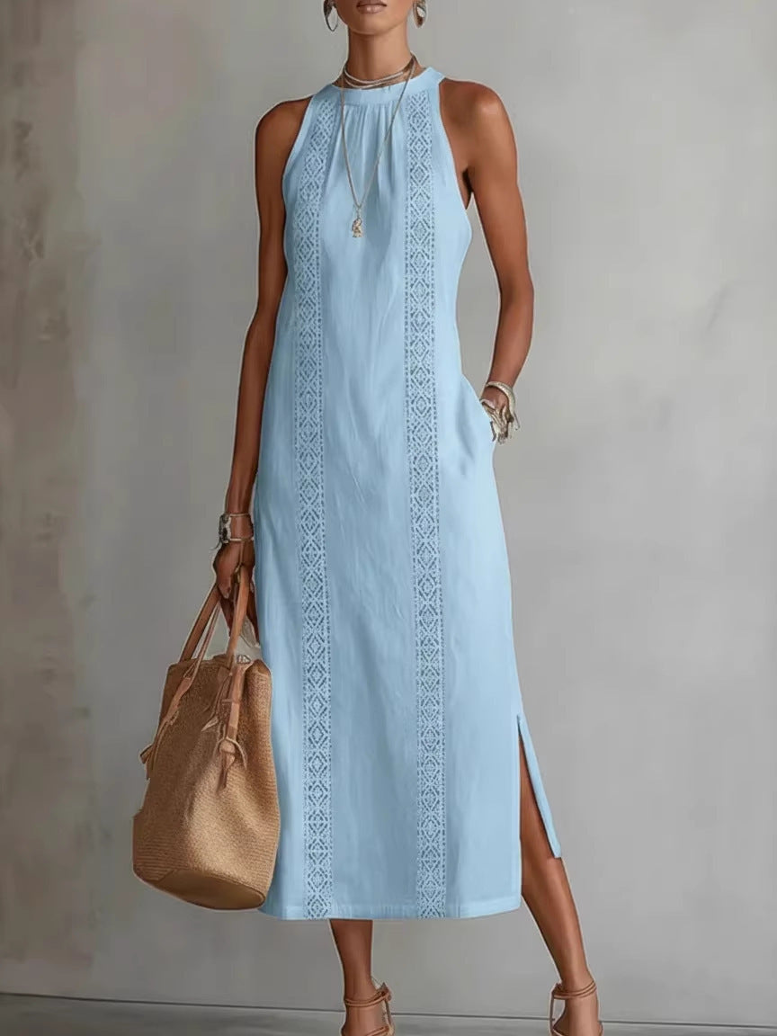 Halter Neck Lace Sleeveless Dress