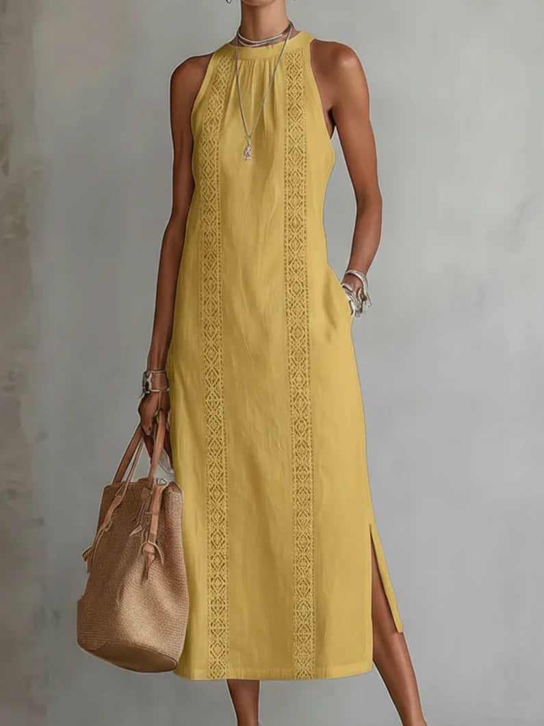 Halter Neck Lace Sleeveless Dress