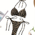 Lace-Up Three-Piece Bikini Set