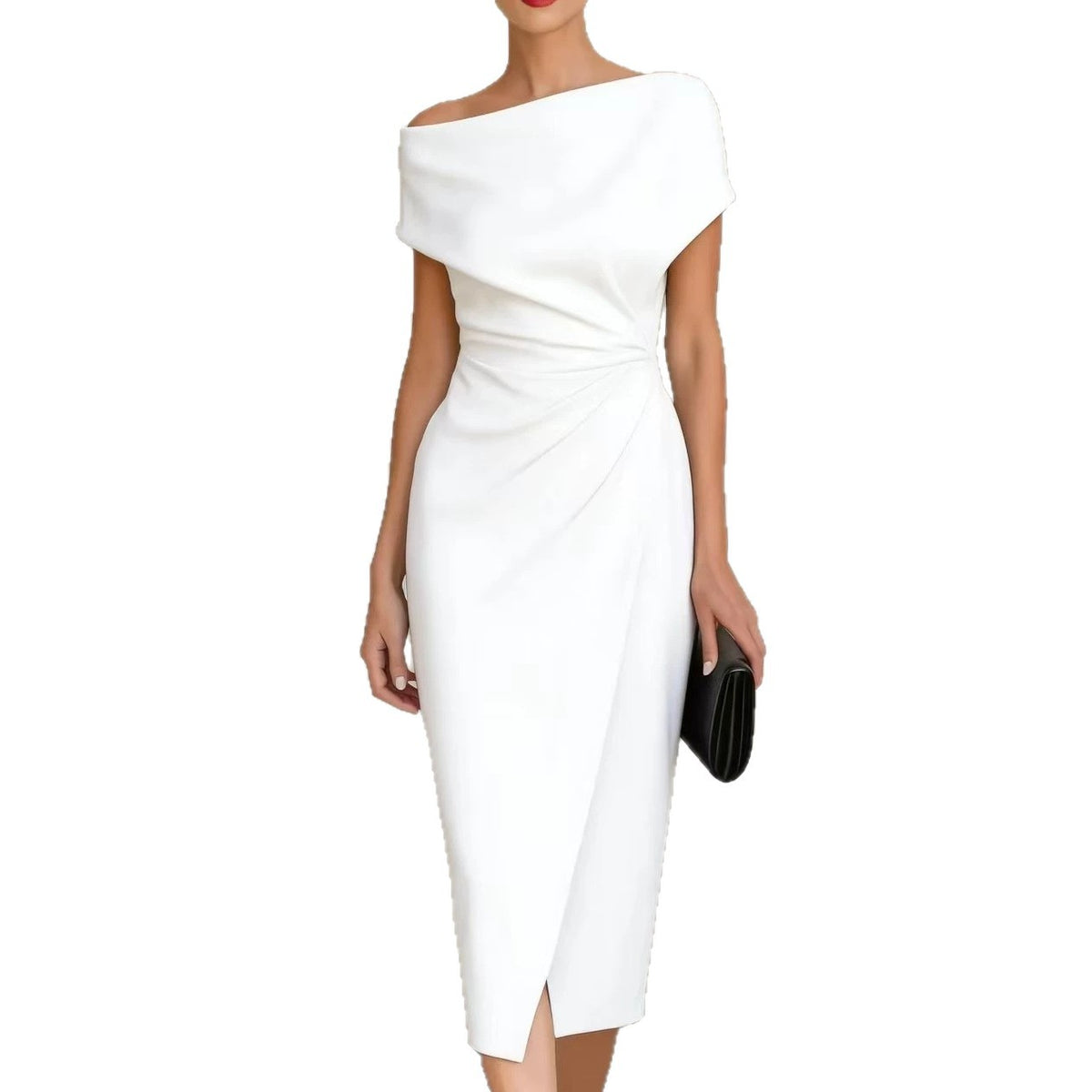 Off-Shoulder Pleated Waist Dress