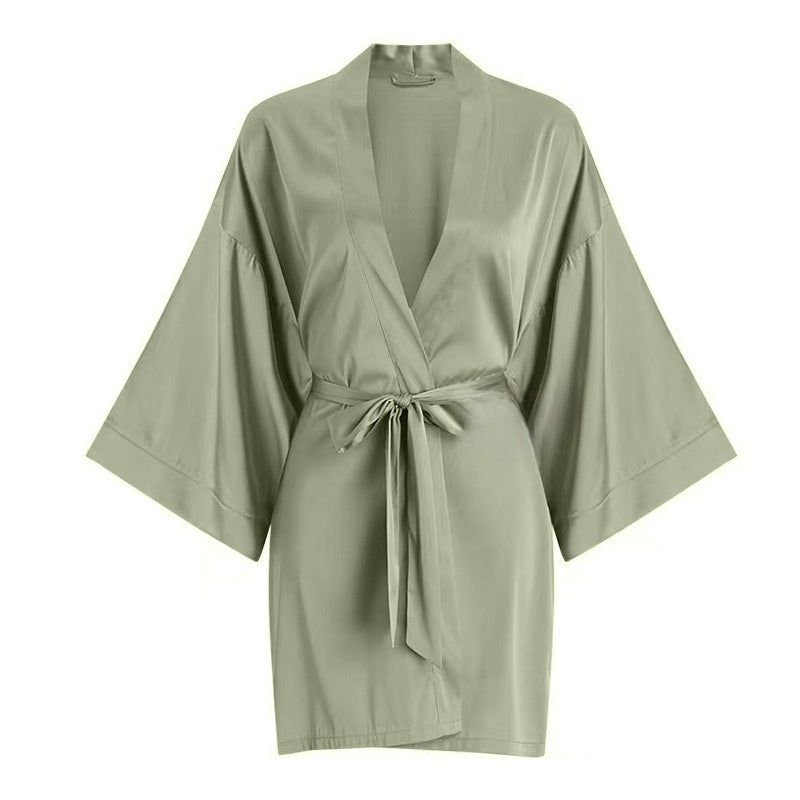 Womens Ice Silk Bathrobe