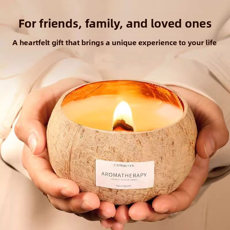 Wooden Coconut Shell Scented Candle Gift Set