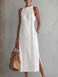 Halter Neck Lace Sleeveless Dress