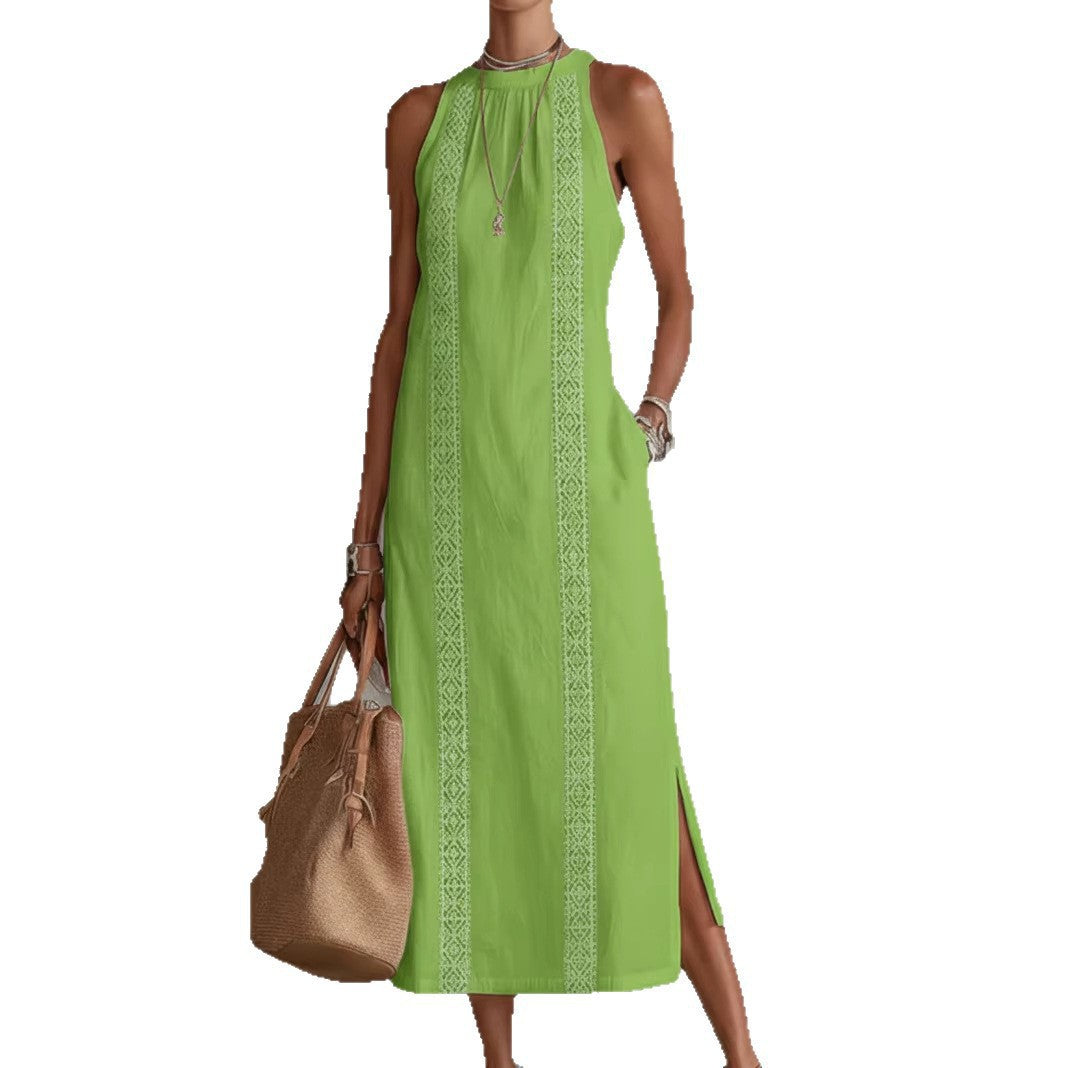 Halter Neck Lace Sleeveless Dress