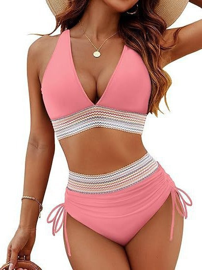 Womens Backless Deep V Bikini Swimsuit